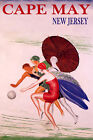 Cape May New Jersey Beach Fashion Girls Umbrella Vintage Poster Repro FREE S/H