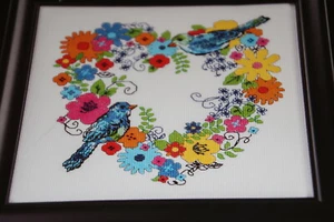 Gapornis Corona corazón pájaros azules flores artista contado punto de cruz nuevo en paquete - Imagen 1 de 1