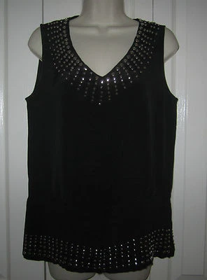全新带标签 $240 What Goes Around COMES AROUND 丝绸 STUD TANK TOP CAMI M — 第 1/4 张图片