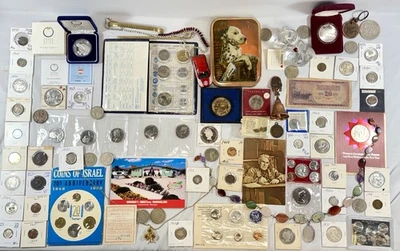 *Estate of Herb Utsmells* Junk Drawer Lot Silver Coins Jewelry Random Stuff NR - Image 1 of 4