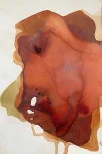 Abstract Mixed Media Ink Watercolor Painting on 12 X 18” Paper Contemporary - Picture 1 of 1