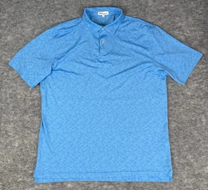 Peter Millar Polo Shirt Mens L Paisley Pleated Jacquard Blue Golf Performance - Picture 1 of 5