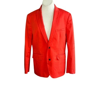 Blazer abrigo deportivo de mezcla de algodón rojo para hombre talla grande ajustado Foto 1 de 4