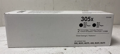 Paquete de 2 cartuchos de tóner HP 305x CE410XD LaserJet negros nuevos  Foto 1 de 4