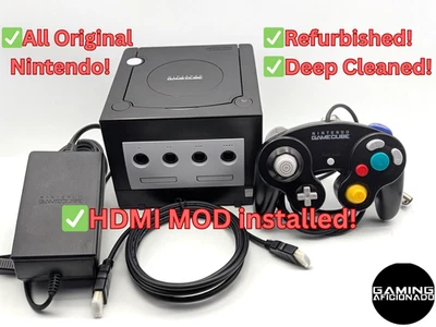 Nintendo GameCube Console Black - HDMI Mod - Refurbished & Tested + Controller - Image 1 of 4