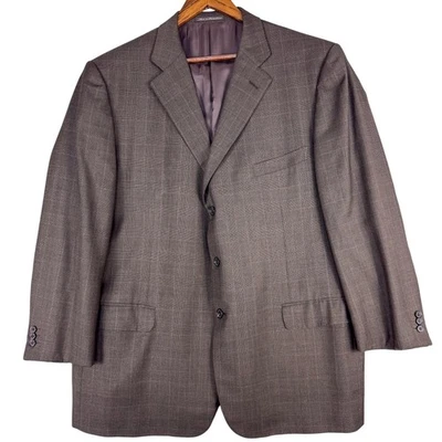 Blazer Ermenegildo Zegna Para Hombres 48L Marrón Lana Cuadros Abrigo Deportivo Hecho en Suiza Foto 1 de 4