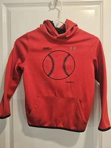 sz YSM Under Armour Kids Red Baseball Hoodie Spring Fall Athlete Sports Fan USA - Picture 1 of 7