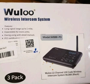 Wuloo 22 Channel 100 Code Wireless Intercom System WL888 3-pack NEW  - Picture 1 of 4