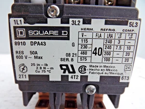 8910DPA43V04 - 277 volt coil Square D - Definite Purpose Contactor - Picture 1 of 7