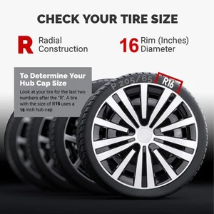 Hot 4PCS 16 Inch Hubcaps Wheel Covers Replacement R16 Wheel Rim Cover Snap On - Picture 1 of 12