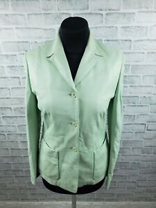 Women’s ESCADA Sport Turquoise Lamb Nappa Leather Jacket Coat Blazer Size 36