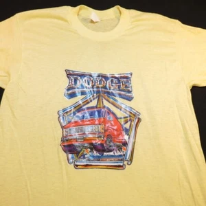 VINTAGE 70s 1979 DODGE SUPERVAN CAR USA T SHIRT Herren XL gelb 50/50 papierdünn - Bild 1 von 7