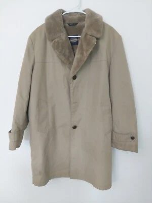 Vintage JC Penney Towncraft Overcoat Faux Fur Lined Coat Jacket 40R Made in USA  - Image 1 of 4