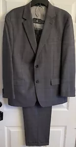 Michael Kors Mens 2pc Suit Gray Windowpane Plaid Single Breasted 42R 38x31 - Picture 1 of 8