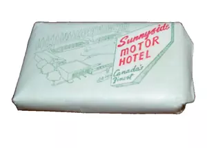 Barra de jabón SUNNYSIDE MOTOR HOTEL TORONTO CANADA 1 mini barra de jabón de viaje anuncio vintage - Imagen 1 de 3