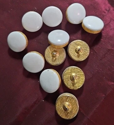 Marshmallow White And Golden Buttons 3/4" Metal Shank 12 Pcs. - Image 1 of 4