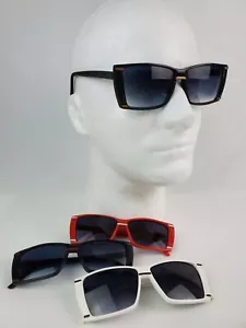 Vintage 1990's Sunglasses Full Case (12 pairs) Square w/ Lines Red Black Rapper - Picture 1 of 12