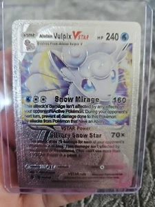 Alolan Vulpix VStar Silver Foil Fan Art Textured Collector Pokemon Card 034/195 - Picture 1 of 4
