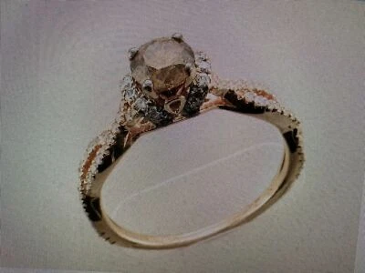 Anillo nupcial LeVian oro rosa 14K G-H SI1 diamantes chocolate 1,17 quilates talla 6,75 Foto 1 de 4