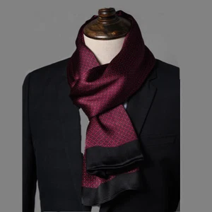 Men's 100 Pure Silk Scarf Long Neckerchief Double Layer Cravat For Suit Shirt - Picture 1 of 16