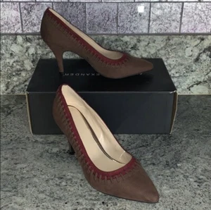 New in Box Athena Alexander Women's St Denis Brown and Maroon Suede Pumps Size 7 - Picture 1 of 6
