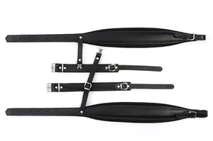 Accordion Shoulder Straps New Quality Genuine Leather 120,140 Bass Black Belts - Picture 1 of 7