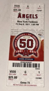 Anaheim Angels New York Yankees MLB Ticket Stub Derek Jeter HOF Hit 9/9/2011 - Picture 1 of 2