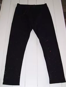 Cynthia Rowley Black Gold Sparkle Christmas New Year Fleece Lined Leggings 10-12 - Picture 1 of 2