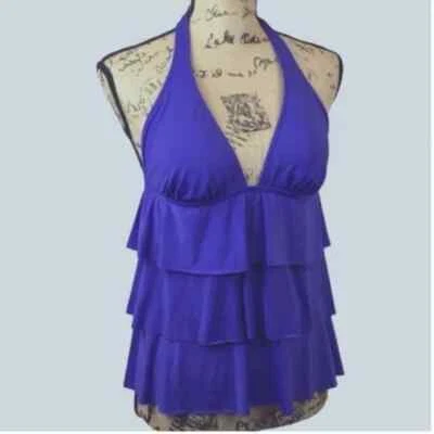 Kenneth Cole: Camiseta de baño Tankini con capas para mujer - azul cobalto, talla pequeña Foto 1 de 2