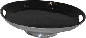 Ovale Schale Obstschale Dekoschale auf Standfuß schwarz/silber - Bild 1 von 4