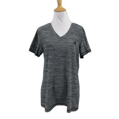 Camiseta Adidas Para Mujer M Gris Medio Climalite Tinte Espacial Cuello en V Camiseta Manga Corta Foto 1 de 4