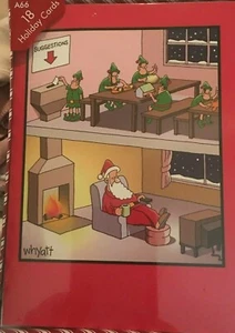Funny Christmas Cards 18 Count Box All One Design Elves Santa Suggestion Box NIB - Picture 1 of 10