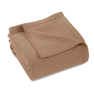 Manta de algodón tejida, talla de tiro, camel - Imagen 1 de 4