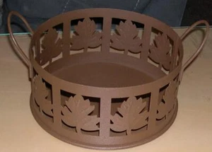 Rustic Brown Metal Leaf Pattern Basket, 8 1/4" Diameter, 5 1/2" Tall - Picture 1 of 1