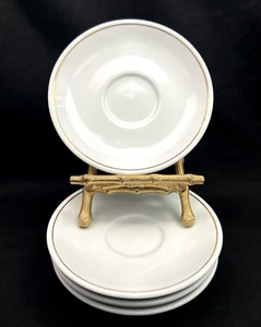 4 IPO Italian Pottery Outlet #25Y Ceramic White w/Gold Stripe Saucer 4.75" Dia. - Picture 1 of 7