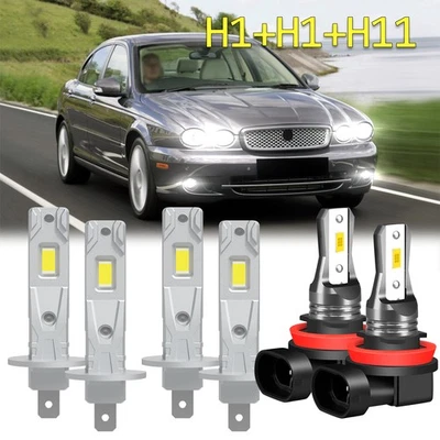 For Jaguar X-Type 2004-2008 6pcs Front LED Headlights Hi/Lo Beam Fog Light Bulbs - Image 1 of 4