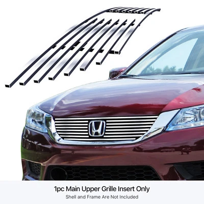 Compatível com 2013-2015 Honda Accord Sedan inserção superior de grade de tarugo cromada de aço inoxidável - Imagem 1 de 4