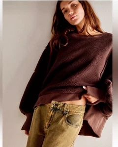 Free People | We The Free Cozy Camden Sweatshirt In Brown Walnut Large New* 06 $ - Picture 1 of 5
