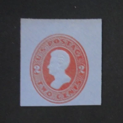 US Stamped Envelope U146 2c 1874-86 Cut Square Vermillion on Blue - Image 1 of 2