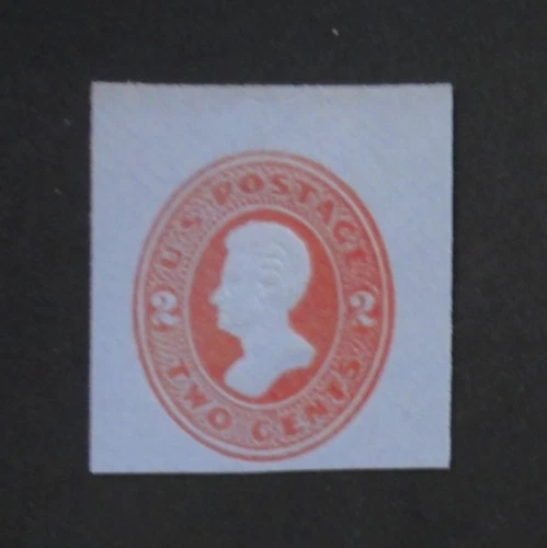 US Stamped Envelope U146 2c 1874-86 Cut Square Vermillion on Blue - Image 1 of 2