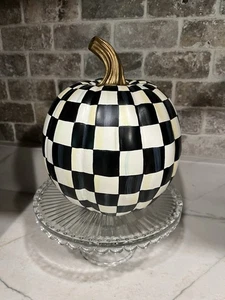 MACKENZIE-CHILDS Courtly Check 8" glänzender Kürbis mit goldenem Stiel - Bild 1 von 9