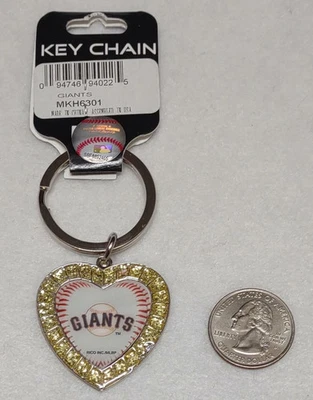 MLB Licensed Heart Shaped Keychain with Rhinestone Effect Accents-Multiple - Image 1 of 4