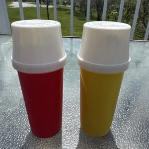 Tupperware Vintage Ketchup and Mustard Pump Dispensers #1329 & Lids -EUC - Picture 1 of 12