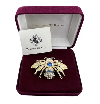 JBK Jaqueline Kennedy Camrose & Cross Brooch Bee Gold Tone 2.25" Original Box - Image 1 of 4