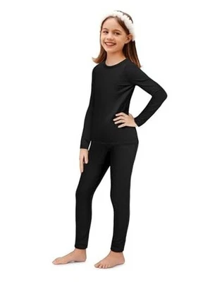  Ropa Interior Térmica para Niños Long Johns Niñas Capa Base Top 9-10 Años Negro Foto 1 de 4