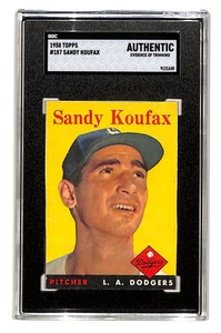 1958 Topps #187 Sandy Koufax SGC Auténtico L.A. Dodgers Salón de la Fama Lanzador - Recortado - Imagen 1 de 2