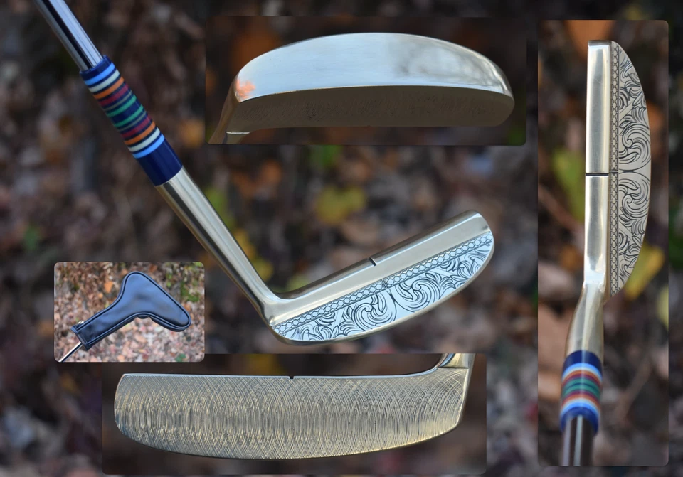 Stunning Gold Custom Prototype Blade Putter Napa 8802 MILLED Ornate Scroll / 35" - Image 1 of 4