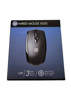 HP Wired Mouse X500 USB 3 Buttons E5E76AA#ABB - Bild 1 von 4