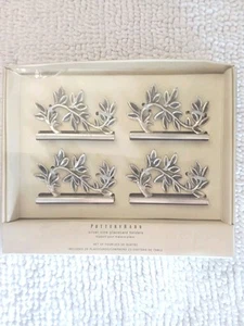 POTTERY BARN Silver Tone Vine PLACE CARD HOLDERS SET OF 4 With 20 Cards - Picture 1 of 5