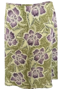 Tommy Bahama Women's sz10 Silk A-Line Skirt Tropical Aloha Hawaiian green purple - Picture 1 of 4